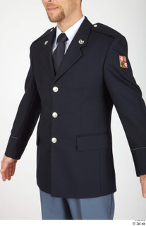  Photos Fireman Officier Man in uniform 1 21th century Fireman Officier black suit uniform upper body 0002.jpg